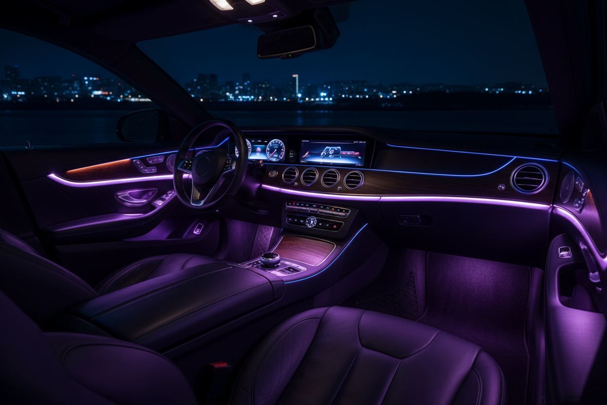 Transform your car's interior with stunning LED ambient lighting. Create the perfect atmosphere with customizable colors and easy installation.