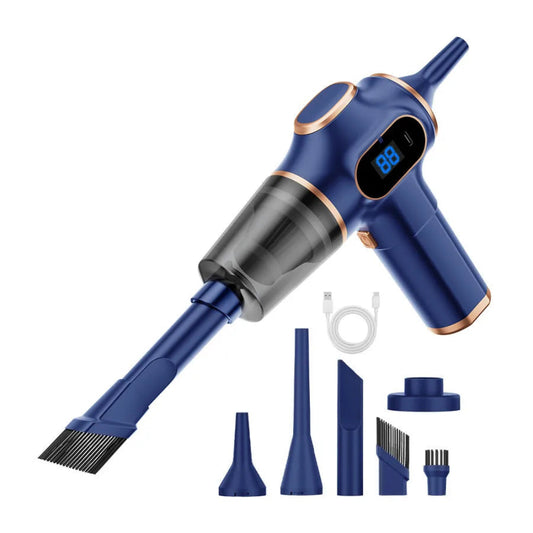 Portable wireless car vacuum cleaner 95000PA blue with all suction heads and accessories – car accessories