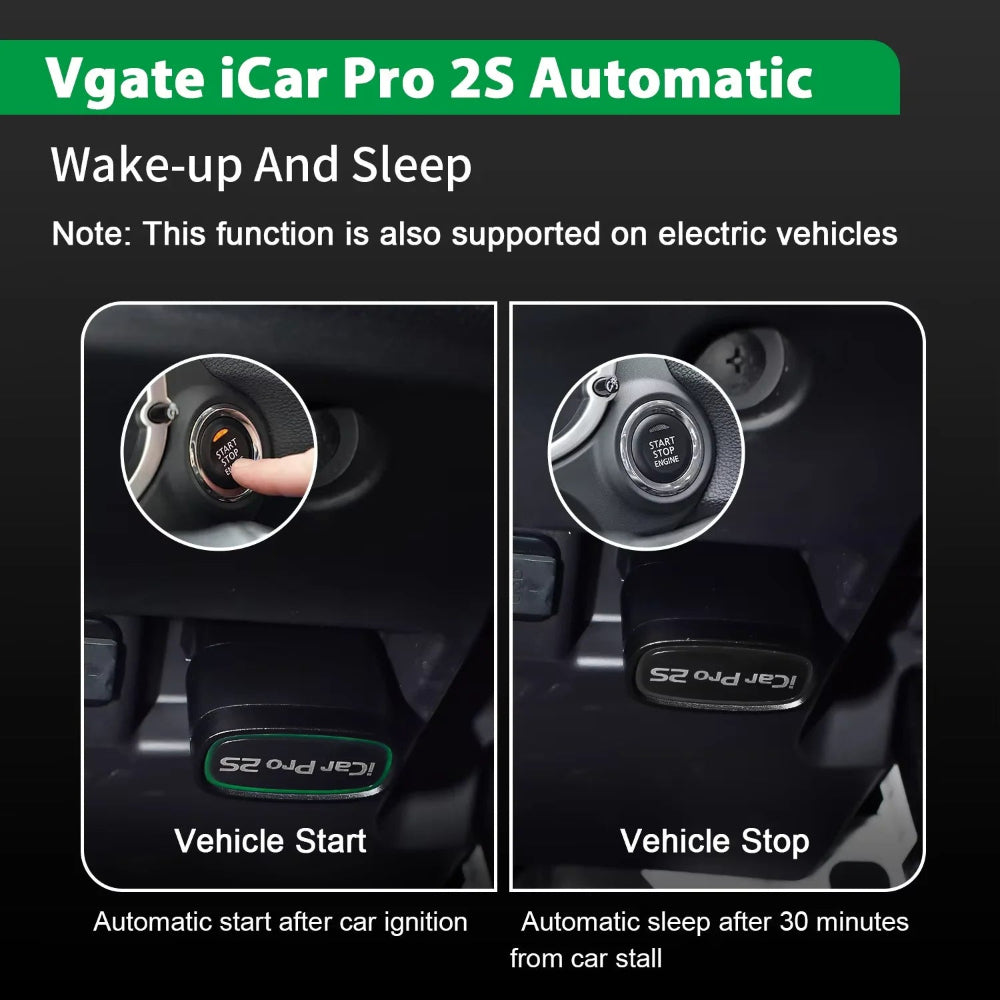Vgate iCar Pro 2S automatic wake-up on car start and sleep after 30 minutes – supports electric vehicles – car accessories