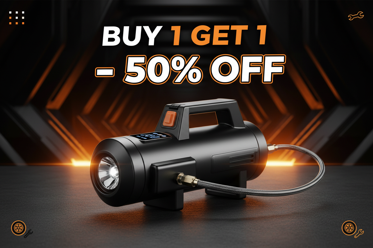 Promotional Banner - Buy 1 Get 1 50% Off Air Compressor